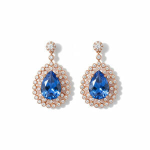 Blue Topaz & White Quartz • Rose Gold Vermeil • Cathedral Dangle Earrings